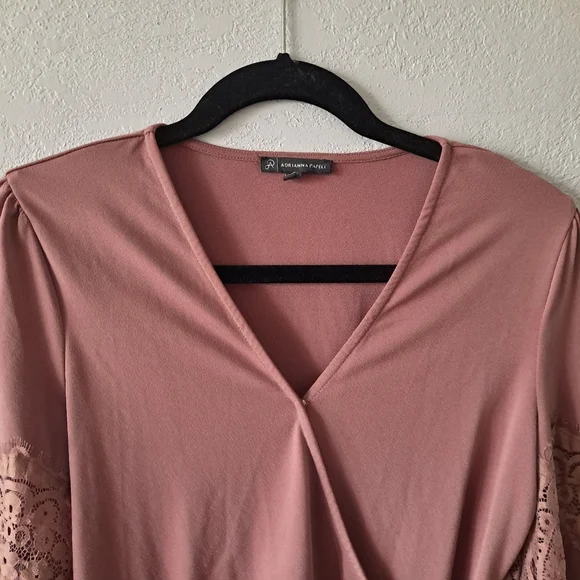 Adrianna Papell Mauve Wrap Blouse - Picture 2 of 6